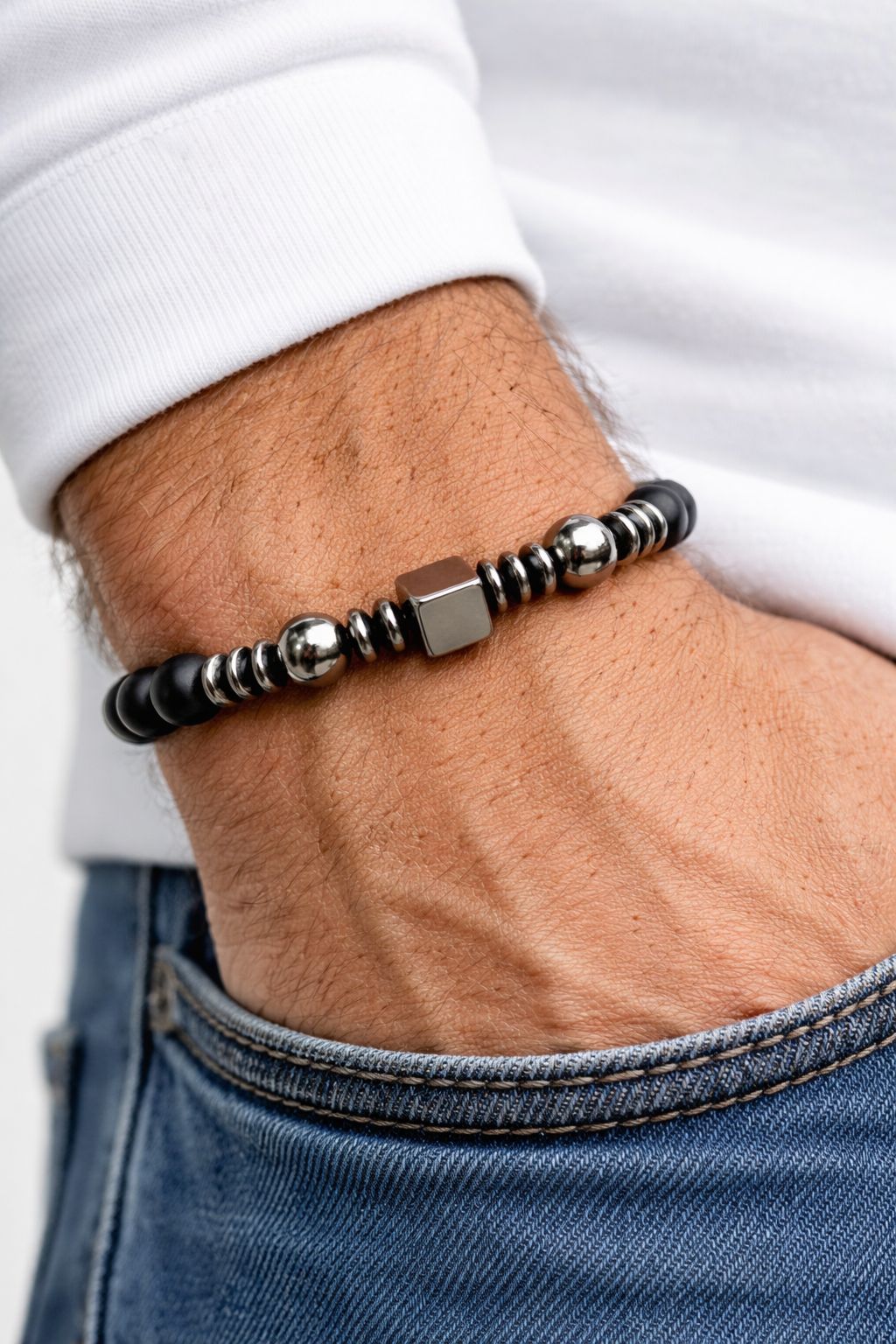 Obsidian Cube ( Bracelet )